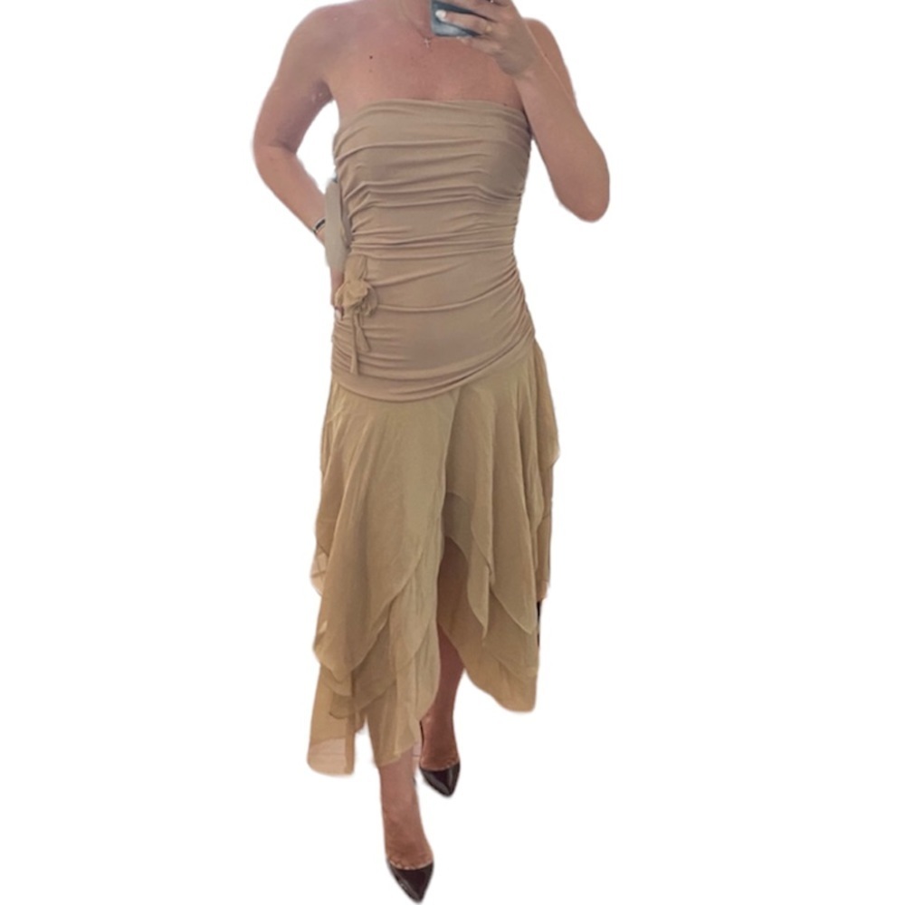 Jovani Nude Cocktail Dress Beige - Picture 2 of 5